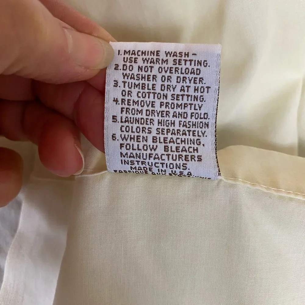 Embroidered Wamsutta vintage Cream flat Sheet with Lavender and Light Blue Trim
